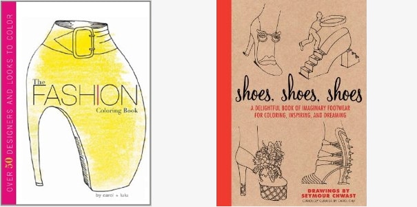Fashion Coloring Book and Shoes, Shoes, Shoes, cover designs for two books by Carol Chu