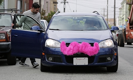 image of lyft car with mustache