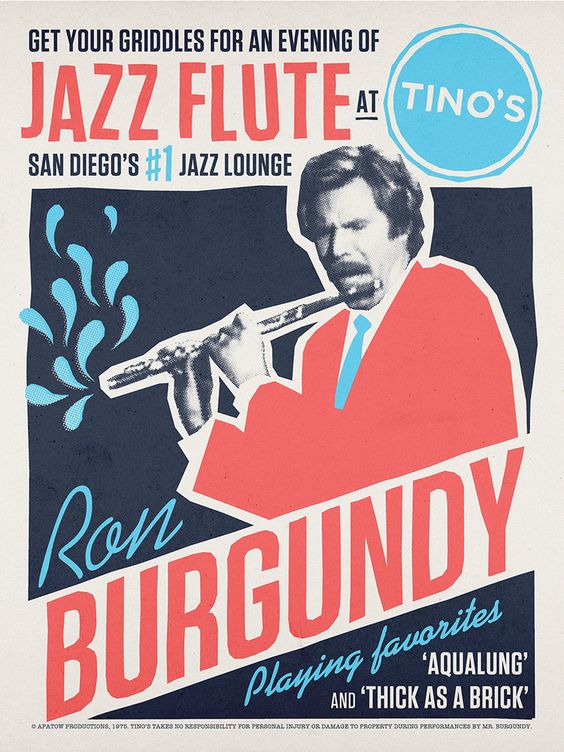 Burgundy Jazz Flute Poster