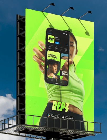 Example of bold typography anchoring bright color displays