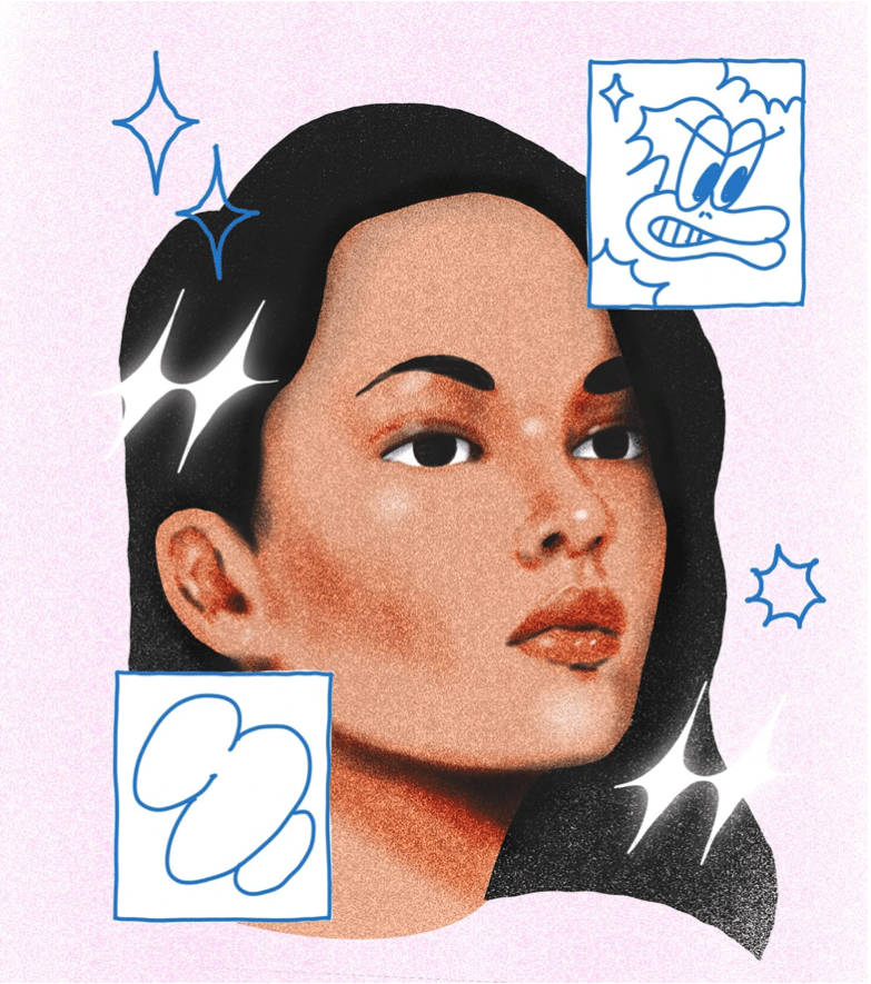 Example combining fizzy textures and hand drawn doodles