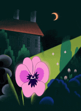 Gif of a dreamy, bright flower looping animation