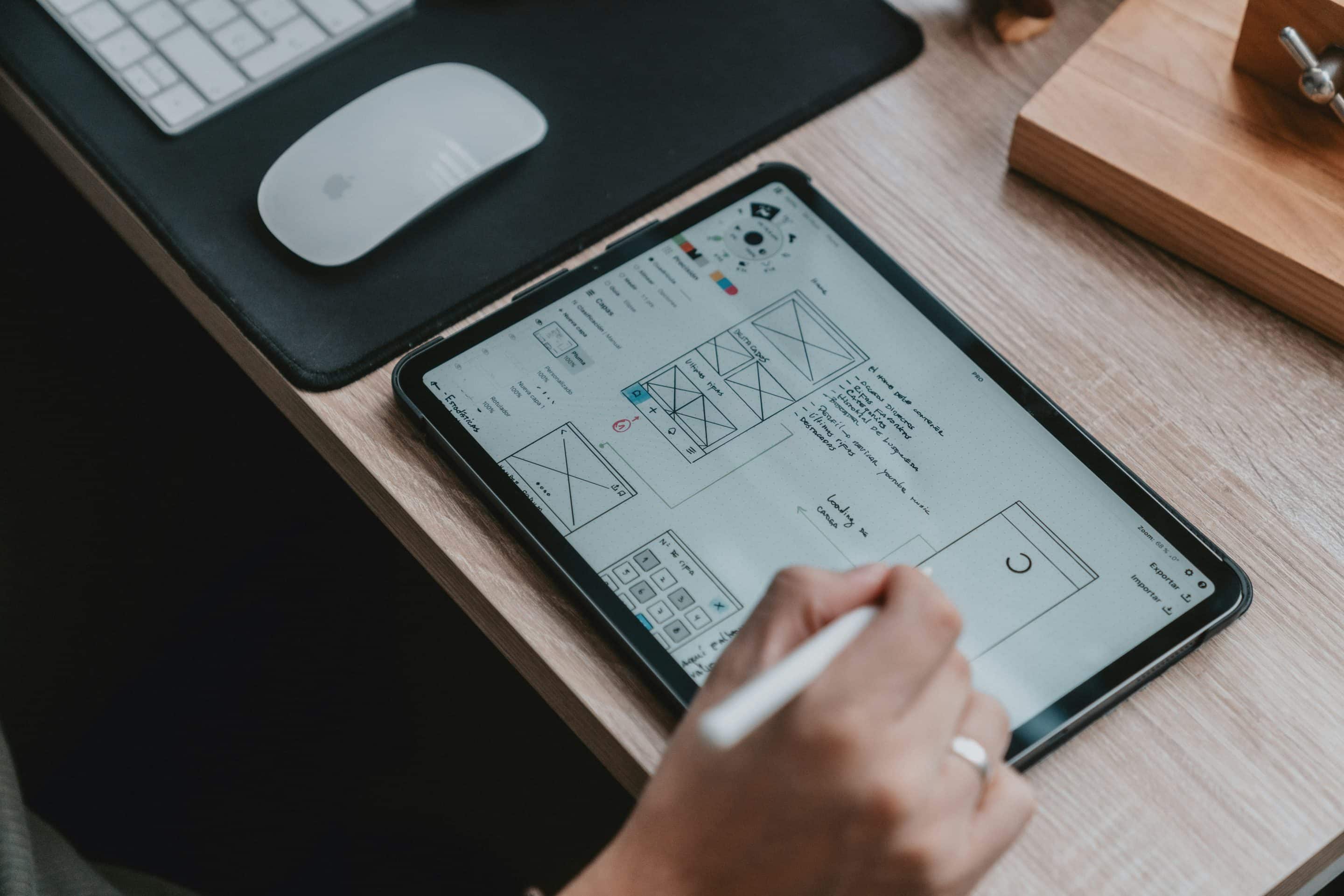 photo of someone sketching user experience on tablet