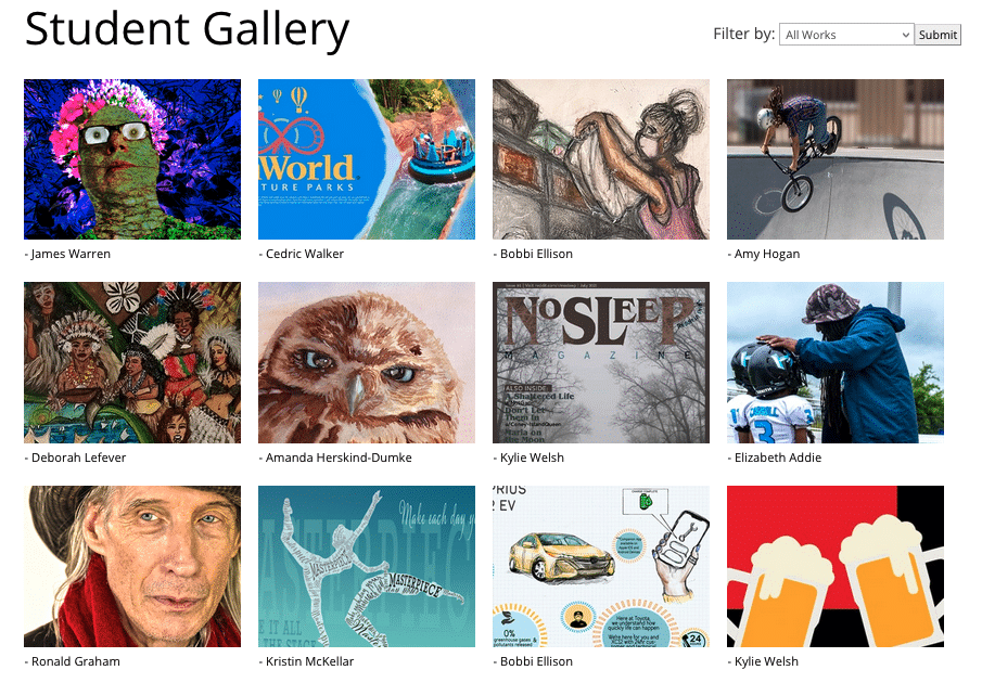 April 2021 Student Gallery homepage