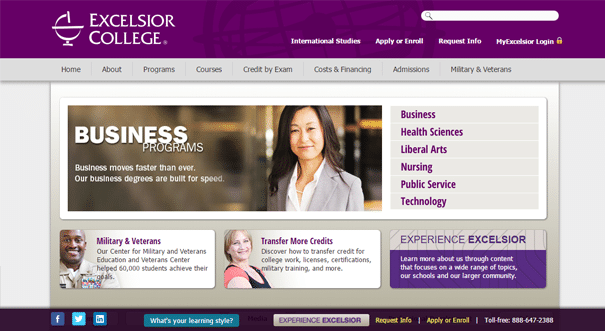 Excelsior College website Excelsior College website