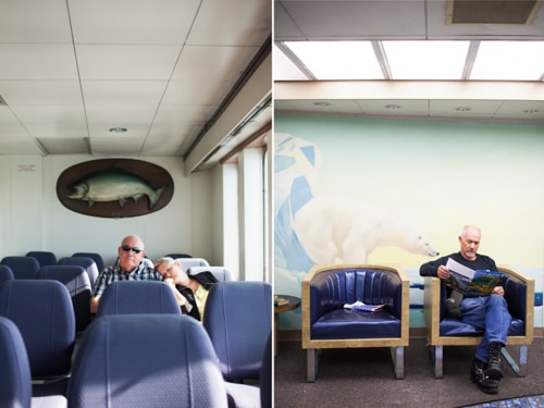 John and Jayne Bearden rest on the Alaska Marine Highway ferry, which takes passengers along the Inside Passage of Alaska on Friday, July 12, 2013. (Photo by Matthew Ryan Williams for The New York Times)