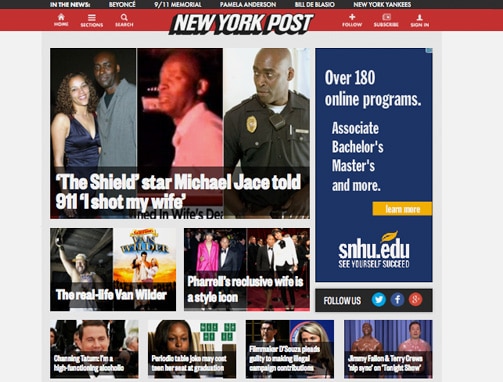 NY post site, example of WordPress site