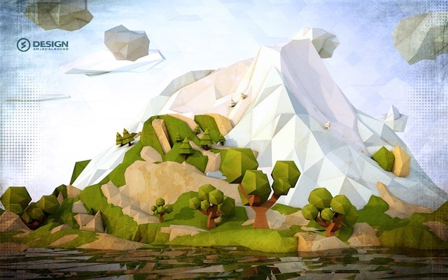 low poly art landscape amjad