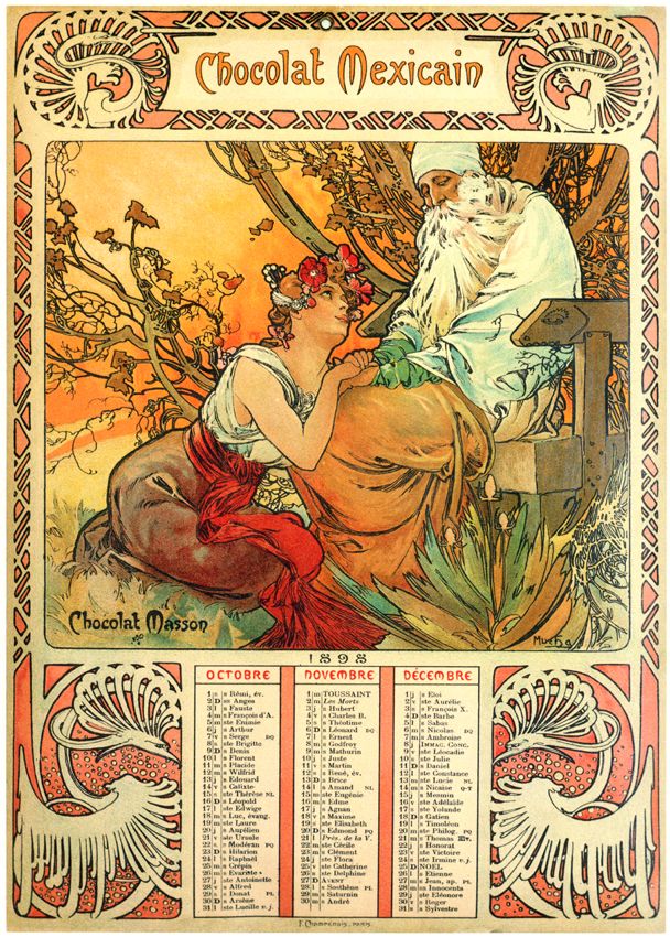 mucha chocolat masson calendar