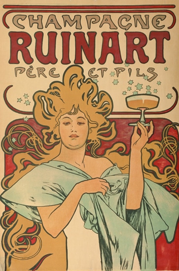 Werbeplakat für "Champagne Ruinart" Paris. 1897.