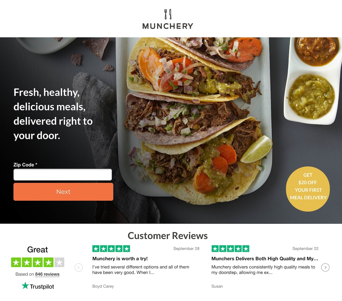 munchery landing page