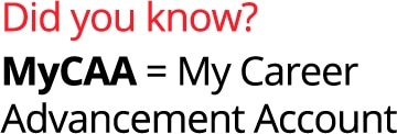 Definition of MyCAA. MyCAA is the Military Spouse Career Advancement Accounts Program MyCAA stands for the Military Spouse Career Advancement Accounts Program