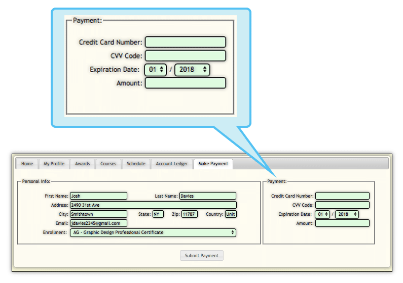 Student portal payment