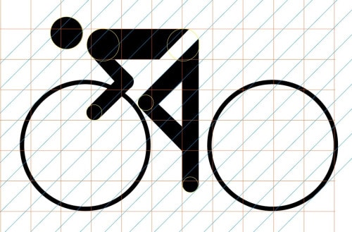 Grid-based geometric design of the cycling pictogram.