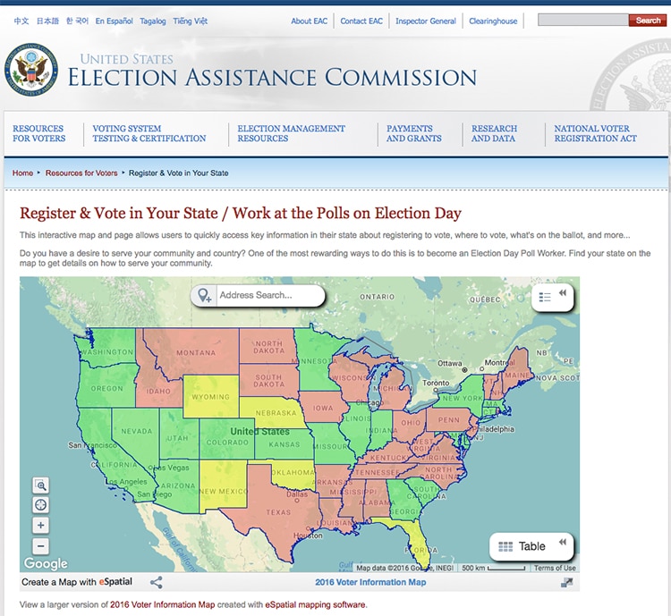 Voter registration site